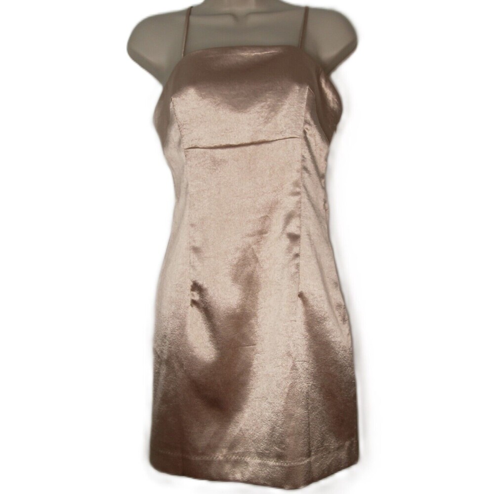 FOREVER 21  Rose Gold Mini Bodycon Party Satin Dress Adjustable Straps Size S